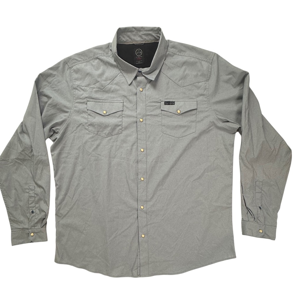 Wrangler ATG Mens 2XT Gray Western Snap Long Sleeve Shirt Vented Back NSB92BR